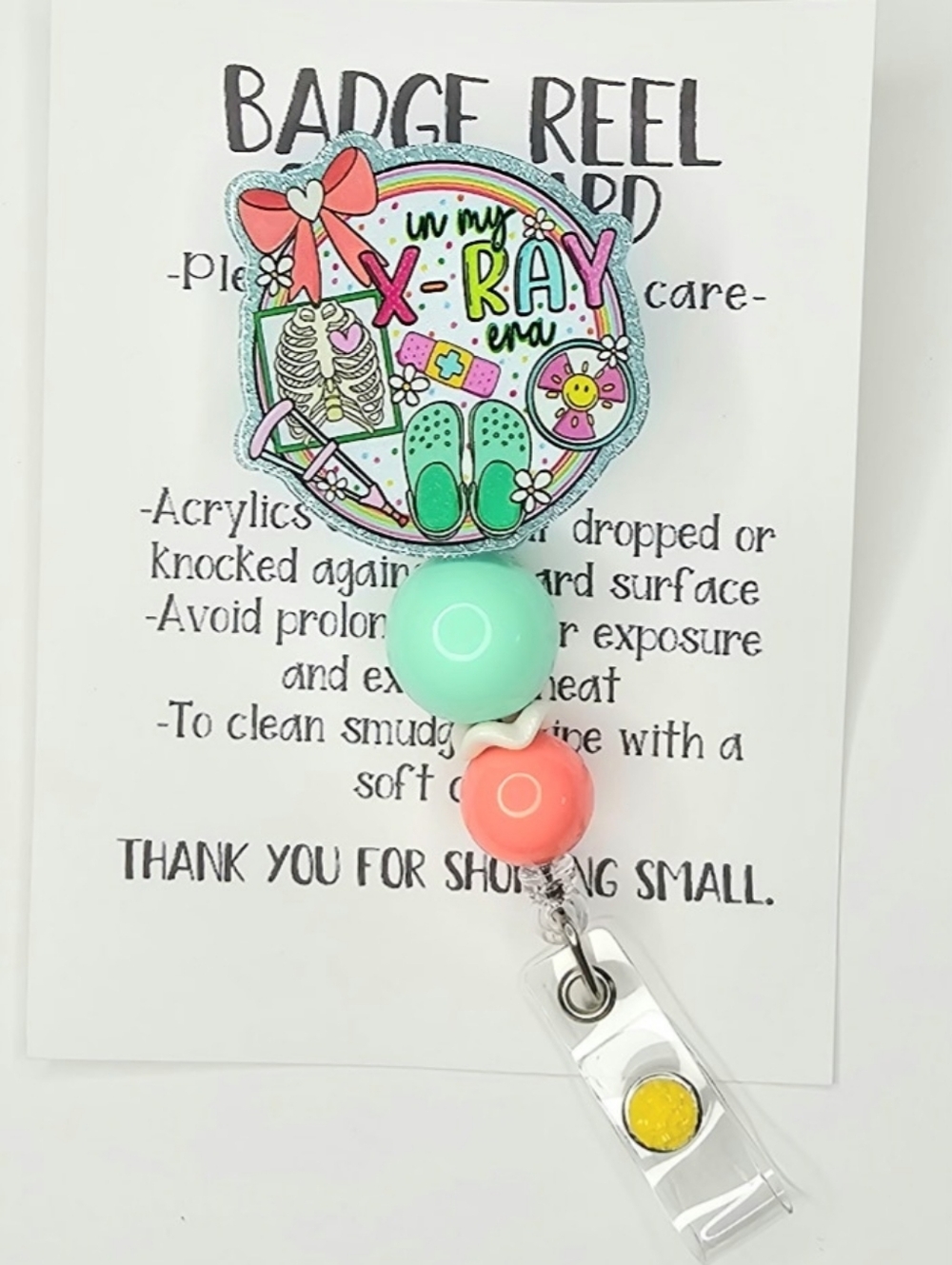 Mint and Coral X-Ray Badge Reel
